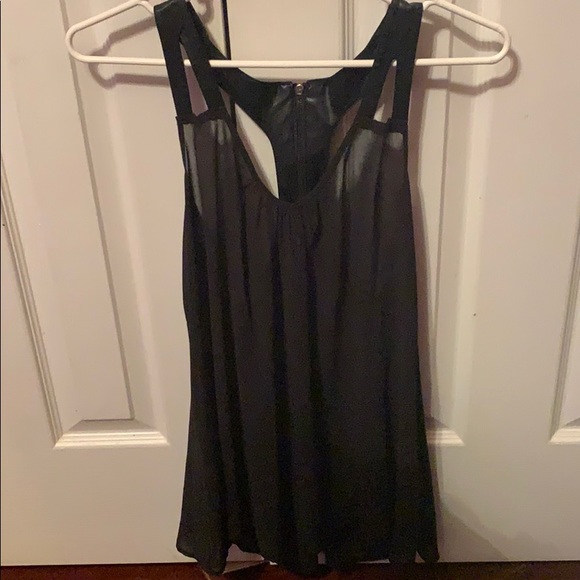 Black sheer and leather tank - Picture 2 of 3